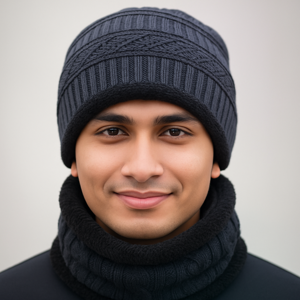 UltraWarm™ Woolen Winter Cap + Neck Warmer Set (Dual Layer Fleece Lining | Windproof )